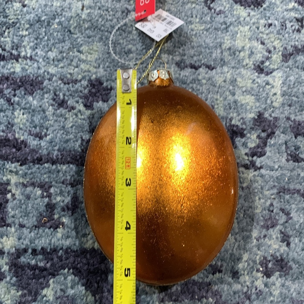 Vintage look deer in rose gold leaf inside domed 5” oval Christmas ornament - Picture 3 of 5
